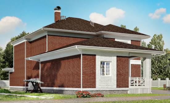 315-001-П Проект двухэтажного дома и гаражом, огромный домик из кирпича Новомосковск | Проекты домов от House Expert