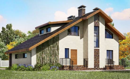 180-008-П Проект двухэтажного дома с мансардой и гаражом, красивый домик из теплоблока Узловая | Проекты домов от House Expert
