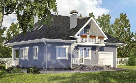 200-001-П Проект двухэтажного дома мансардой, гараж, средний дом из арболита Венёв | Проекты домов от House Expert