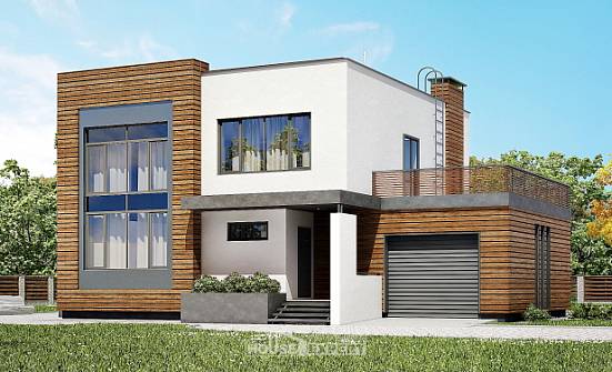220-003-П Проект двухэтажного дома, гараж, просторный загородный дом из газосиликатных блоков Новомосковск | Проекты домов от House Expert