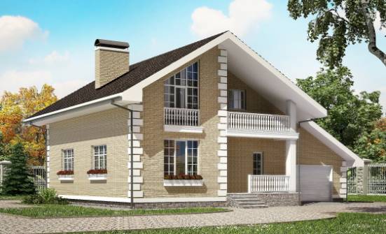 190-005-П Проект двухэтажного дома мансардный этаж и гаражом, классический коттедж из пеноблока Алексин | Проекты домов от House Expert