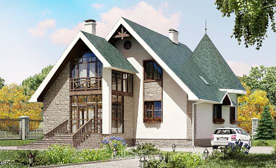 170-003-Л Проект двухэтажного дома с мансардным этажом, доступный коттедж из керамзитобетонных блоков Богородицк | Проекты домов от House Expert