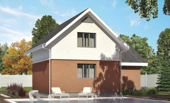 120-002-Л Проект двухэтажного дома мансардой, гараж, небольшой загородный дом из пеноблока Венёв | Проекты домов от House Expert