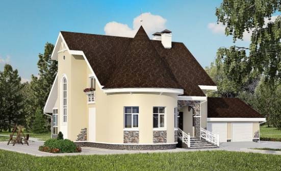275-001-Л Проект двухэтажного дома мансардный этаж, гараж, современный домик из кирпича Кимовск | Проекты домов от House Expert