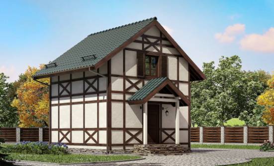 060-002-П Проект двухэтажного дома мансардой, бюджетный домик из бревен Новомосковск | Проекты домов от House Expert