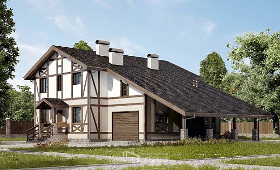 250-002-П Проект двухэтажного дома с мансардой и гаражом, красивый дом из кирпича Ясногорск | Проекты домов от House Expert