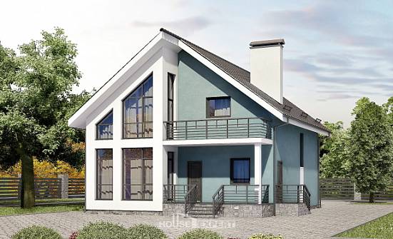 170-006-П Проект двухэтажного дома мансардой, небольшой коттедж из газобетона Кимовск | Проекты домов от House Expert