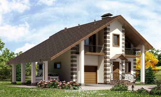 150-003-Л Проект двухэтажного дома мансардный этаж, гараж, доступный загородный дом из дерева Алексин | Проекты домов от House Expert