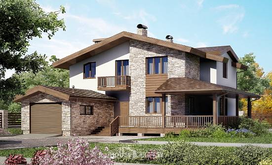 220-001-П Проект двухэтажного дома с мансардой, гараж, простой коттедж из поризованных блоков Ясногорск | Проекты домов от House Expert