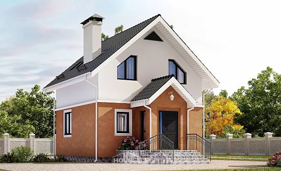 070-001-Л Проект двухэтажного дома с мансардным этажом, скромный дом из поризованных блоков Ясногорск | Проекты домов от House Expert