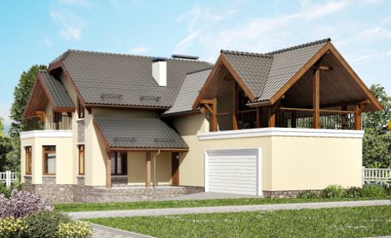 255-003-П Проект трехэтажного дома мансардой, гараж, современный коттедж из теплоблока Новомосковск | Проекты домов от House Expert