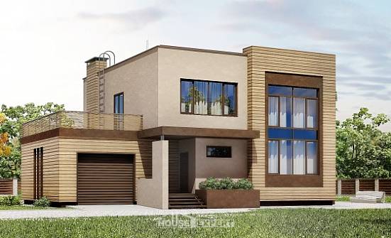 220-003-Л Проект двухэтажного дома, гараж, красивый домик из газосиликатных блоков Тула | Проекты домов от House Expert