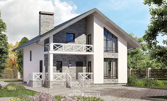 155-001-Л Проект двухэтажного дома с мансардным этажом и гаражом, бюджетный домик из газобетона Ясногорск | Проекты домов от House Expert