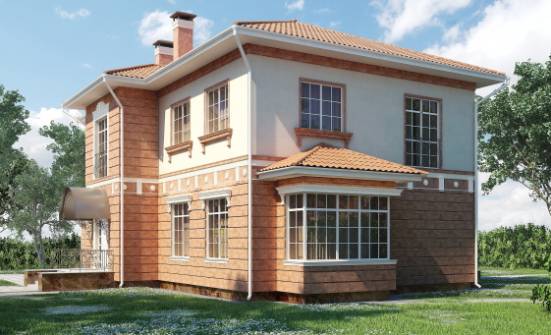 285-001-Л Проект двухэтажного дома и гаражом, уютный домик из кирпича Кимовск | Проекты домов от House Expert