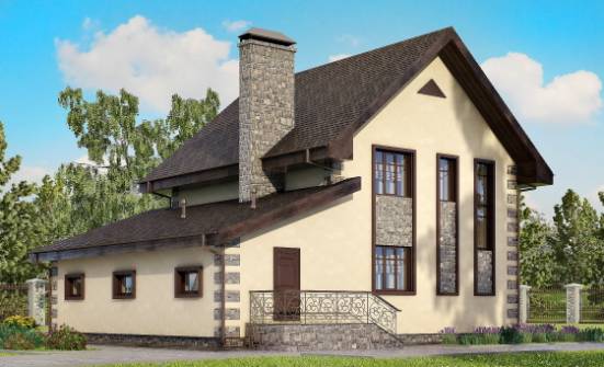 160-004-П Проект двухэтажного дома и гаражом, компактный дом из твинблока Ясногорск | Проекты домов от House Expert