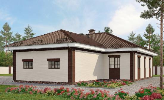 160-015-П Проект одноэтажного дома и гаражом, простой коттедж из бризолита Кимовск | Проекты домов от House Expert