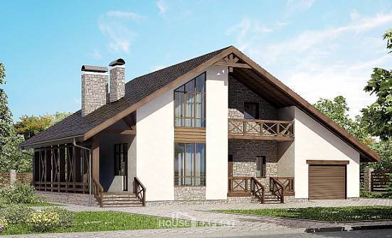 265-001-П Проект двухэтажного дома с мансардой, гараж, просторный загородный дом из газосиликатных блоков Тула | Проекты домов от House Expert