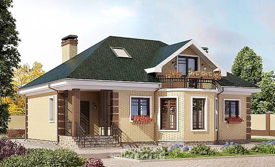 150-013-Л Проект двухэтажного дома мансардой, классический загородный дом из кирпича Венёв | Проекты домов от House Expert