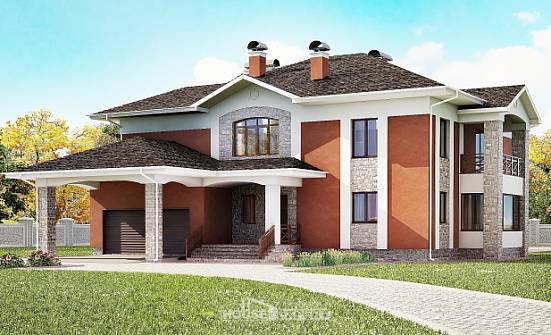 400-002-Л Проект двухэтажного дома, гараж, большой коттедж из кирпича Узловая | Проекты домов от House Expert