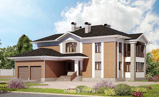 520-002-Л Проект трехэтажного дома и гаражом, большой домик из поризованных блоков Ефремов | Проекты домов от House Expert