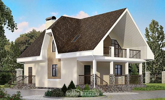 125-001-Л Проект двухэтажного дома с мансардой, бюджетный коттедж из поризованных блоков Венёв | Проекты домов от House Expert