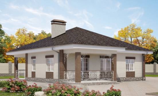 100-004-Л Проект одноэтажного дома, уютный коттедж из пеноблока Кимовск | Проекты одноэтажных домов от House Expert