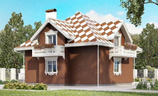 155-003-Л Проект двухэтажного дома с мансардным этажом и гаражом, бюджетный дом из блока Ясногорск | Проекты домов от House Expert