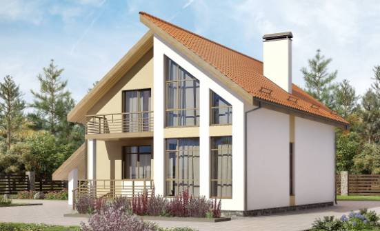 170-009-П Проект двухэтажного дома мансардой, гараж, бюджетный загородный дом из газобетона Тула | Проекты домов от House Expert