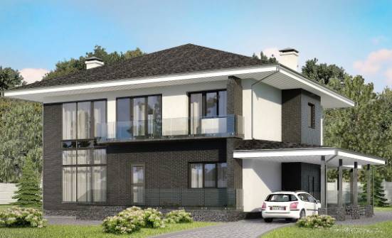 245-002-П Проект двухэтажного дома и гаражом, средний домик из блока Ясногорск | Проекты домов от House Expert