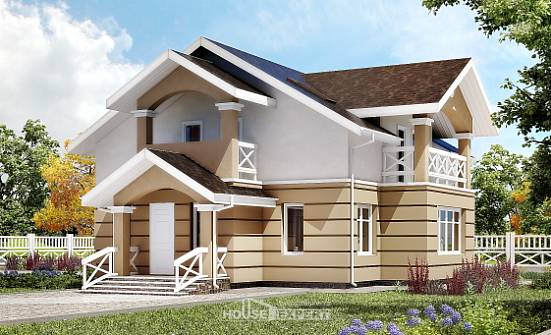 155-009-П Проект двухэтажного дома с мансардой, скромный загородный дом из керамзитобетонных блоков Венёв | Проекты домов от House Expert