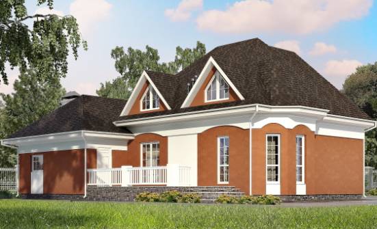 180-007-П Проект двухэтажного дома с мансардой и гаражом, бюджетный загородный дом из блока Ефремов | Проекты домов от House Expert