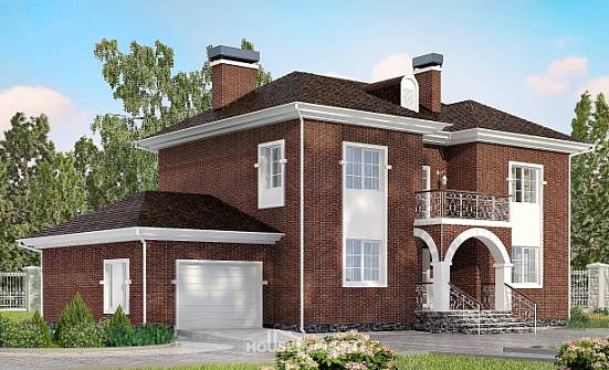 180-006-Л Проект двухэтажного дома и гаражом, простой домик из кирпича Богородицк | Проекты домов от House Expert