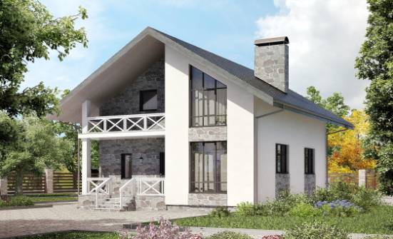 155-001-Л Проект двухэтажного дома с мансардным этажом и гаражом, бюджетный домик из газобетона Ясногорск | Проекты домов от House Expert