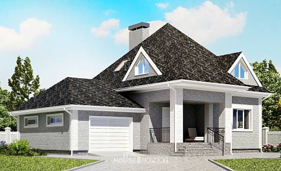 135-001-Л Проект двухэтажного дома мансардой и гаражом, компактный домик из кирпича Богородицк | Проекты домов от House Expert