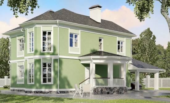 170-001-Л Проект двухэтажного дома и гаражом, современный загородный дом из бризолита Богородицк | Проекты домов от House Expert
