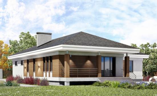 165-001-П Проект одноэтажного дома и гаражом, скромный домик из газосиликатных блоков Узловая | Проекты домов от House Expert