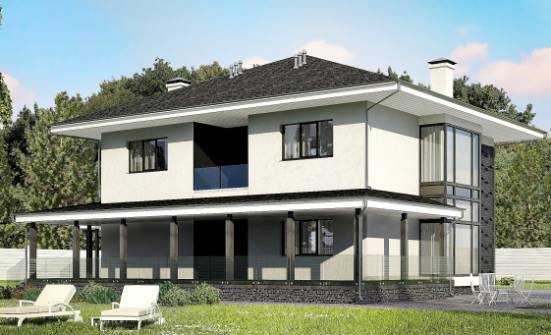 245-002-П Проект двухэтажного дома и гаражом, средний домик из блока Ясногорск | Проекты домов от House Expert