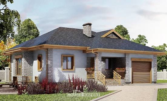 130-006-П Проект одноэтажного дома, гараж, экономичный дом из газобетона Ясногорск | Проекты домов от House Expert