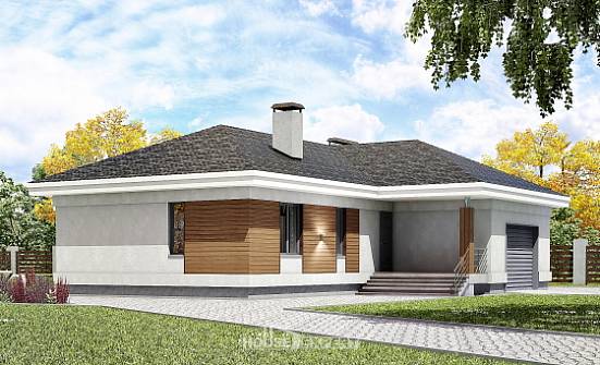 165-001-П Проект одноэтажного дома и гаражом, скромный домик из газосиликатных блоков Узловая | Проекты домов от House Expert