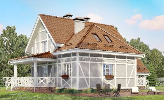 160-003-Л Проект двухэтажного дома мансардой, уютный домик из твинблока Тула | Проекты домов от House Expert