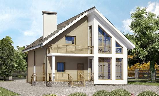 170-006-Л Проект двухэтажного дома мансардой, доступный коттедж из бризолита Новомосковск | Проекты домов от House Expert