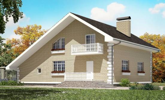 190-005-П Проект двухэтажного дома мансардный этаж и гаражом, классический коттедж из пеноблока Алексин | Проекты домов от House Expert