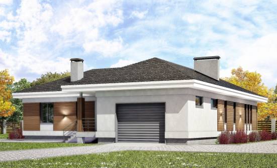 165-001-П Проект одноэтажного дома и гаражом, скромный домик из газосиликатных блоков Узловая | Проекты одноэтажных домов от House Expert