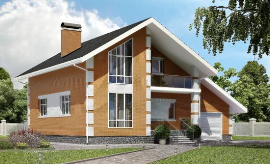 190-006-П Проект двухэтажного дома с мансардным этажом, гараж, простой загородный дом из бризолита Ефремов | Проекты домов от House Expert