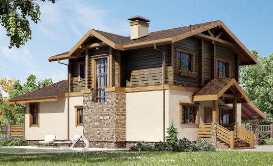 170-004-П Проект двухэтажного дома с мансардным этажом, гараж, простой домик из блока из бревен Ясногорск | Проекты домов от House Expert