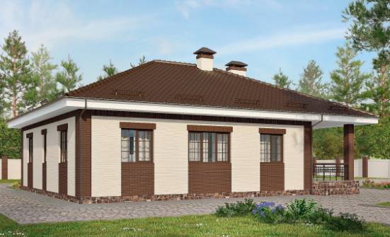 160-015-П Проект одноэтажного дома и гаражом, простой коттедж из бризолита Кимовск | Проекты одноэтажных домов от House Expert