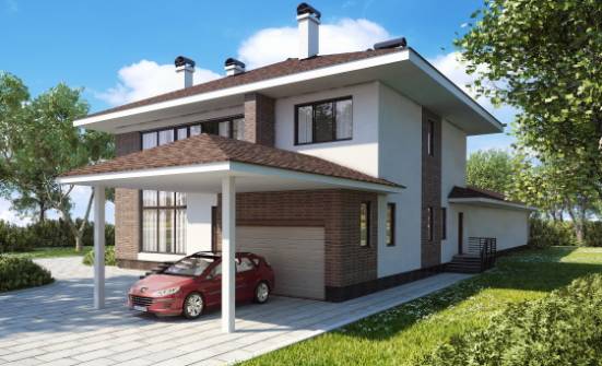 340-001-П Проект двухэтажного дома, гараж, просторный коттедж из кирпича Ефремов | Проекты домов от House Expert