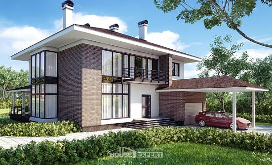 340-001-П Проект двухэтажного дома, гараж, просторный коттедж из кирпича Ефремов | Проекты домов от House Expert