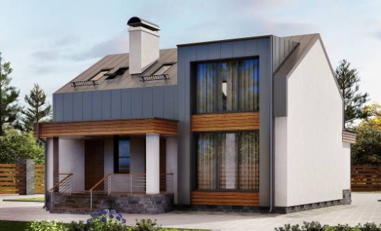 120-004-П Проект двухэтажного дома мансардный этаж, бюджетный коттедж из теплоблока Ефремов | Проекты домов от House Expert