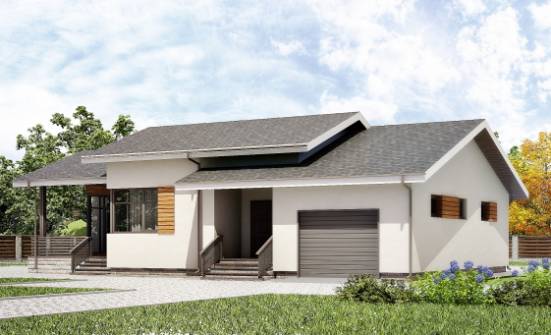 135-002-П Проект одноэтажного дома, гараж, компактный дом из блока Алексин | Проекты домов от House Expert